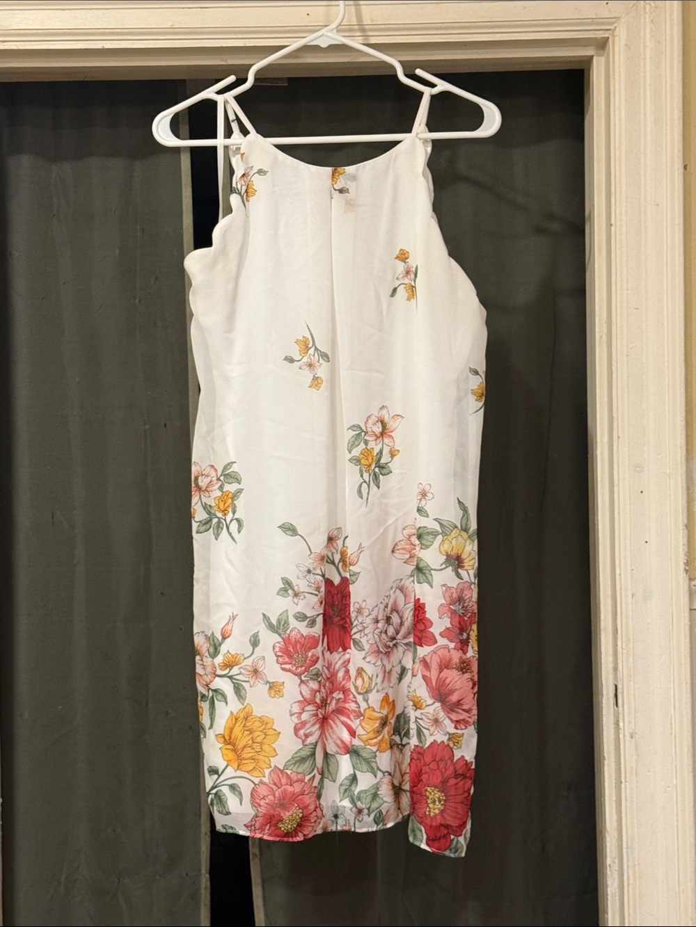 White Floral Slip Dress by A Byer fortune and ivy with Red & Yellow Blooms